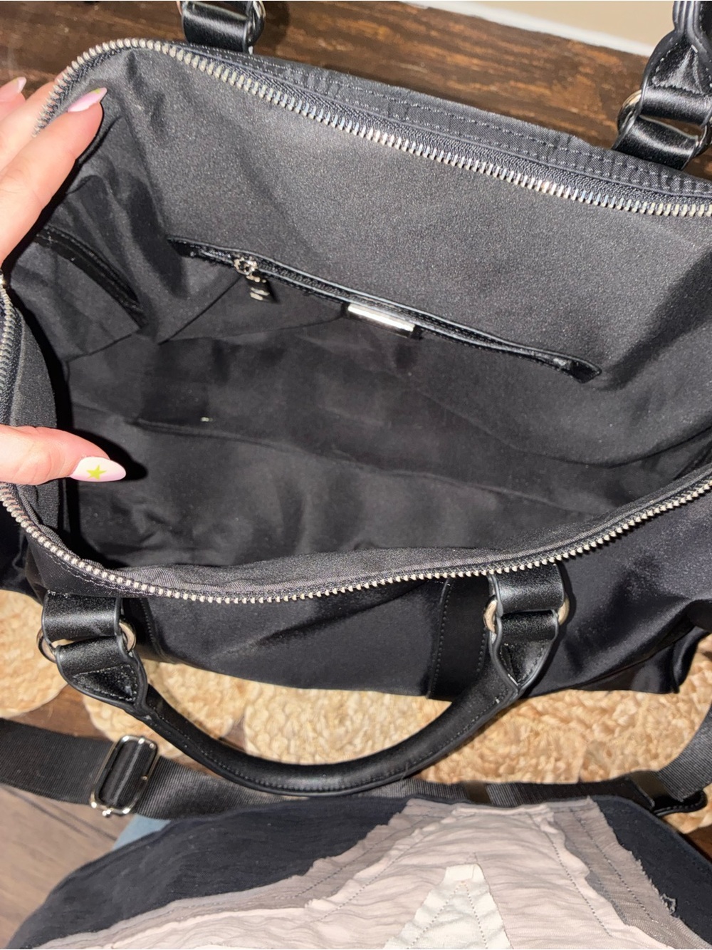Prada Black Nylon Duffel with Leather Trim and Silver Hardware - Picture 2 of 4